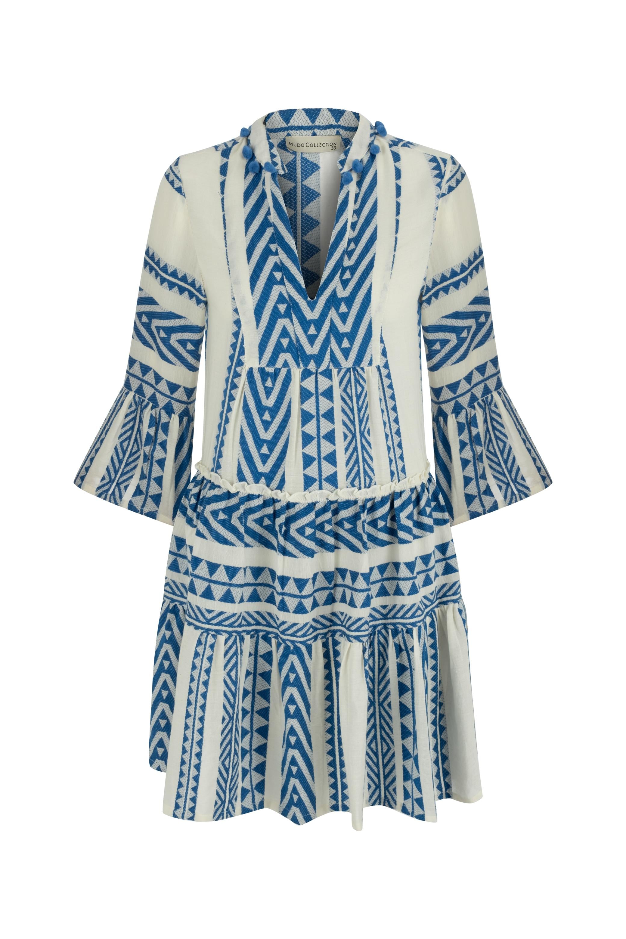 ETNİK DESENLİ MİNİ KLOŞ ELBİSE