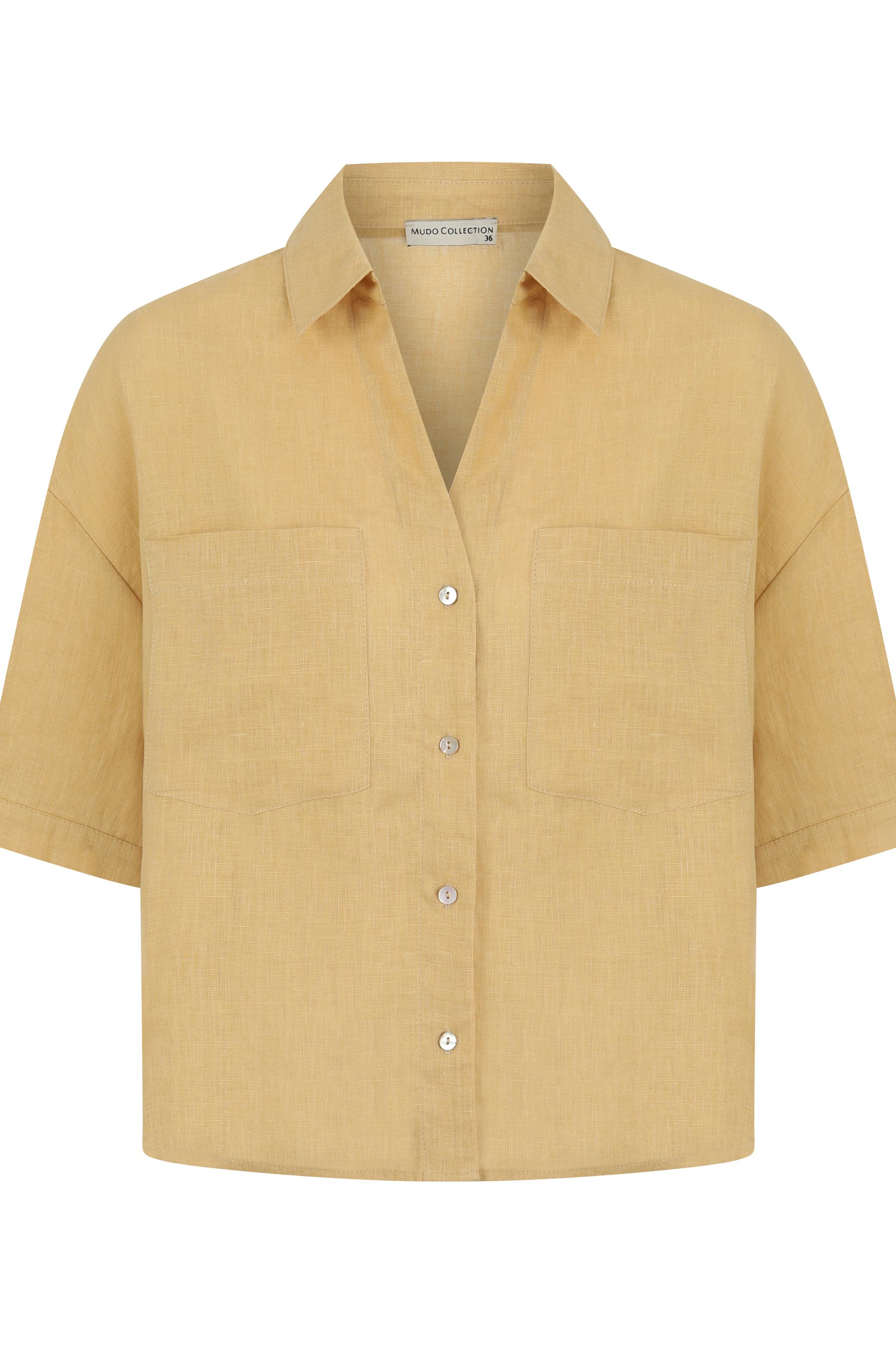 SEDEF DÜĞMELİ KETEN GÖMLEK