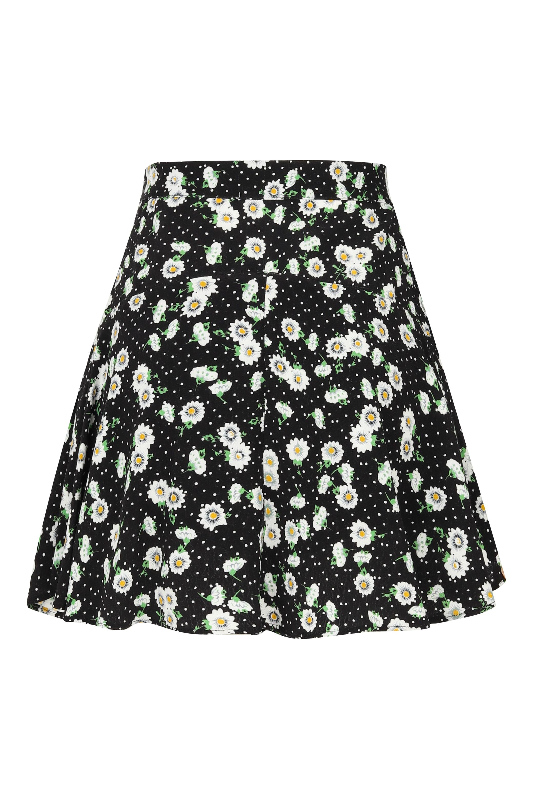 ÇİÇEK DESENLİ YÜKSEK BEL MİNİ ETEK