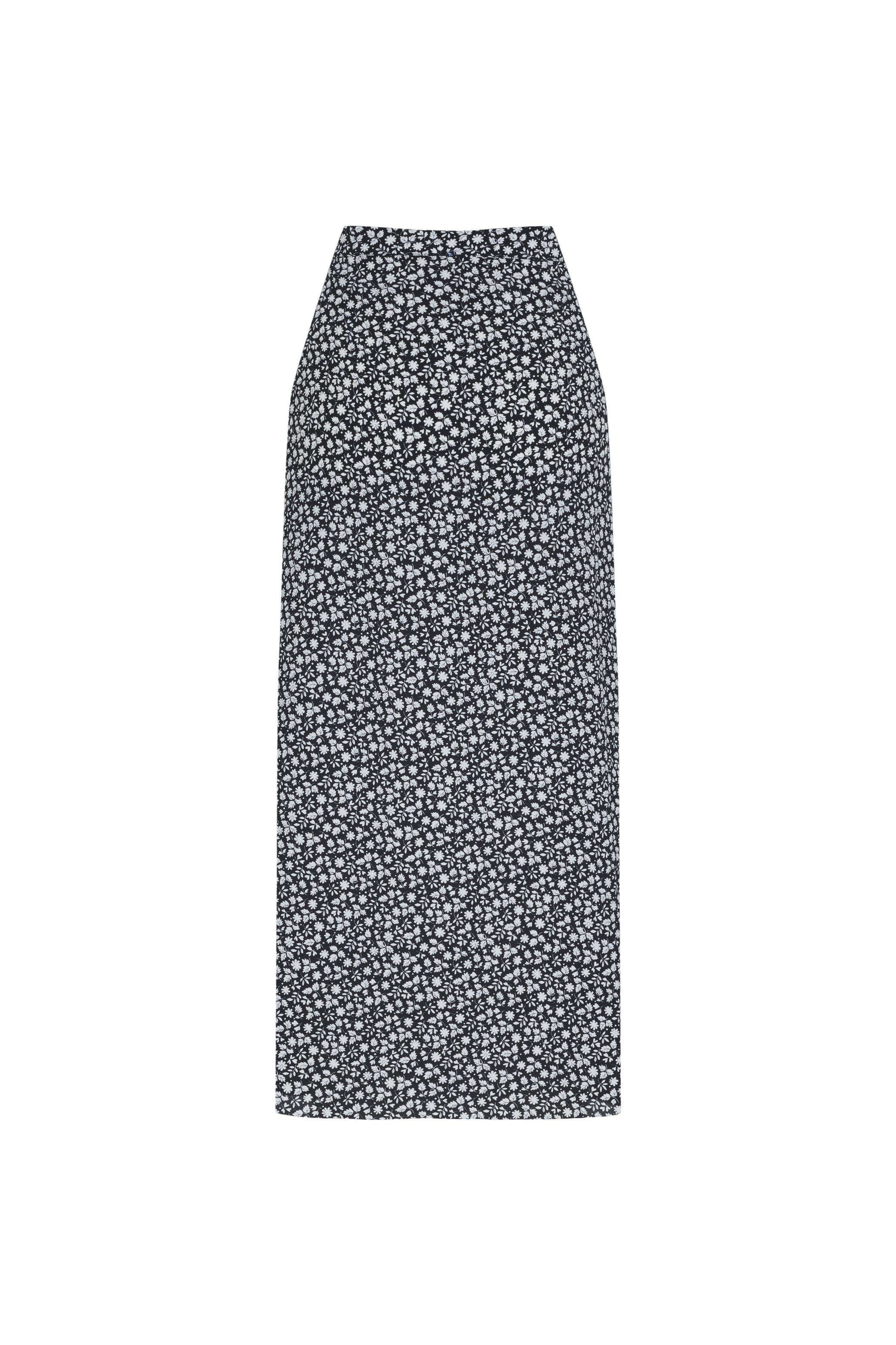 ÇİÇEK DESENLİ DÜĞMELİ MİDİ ETEK