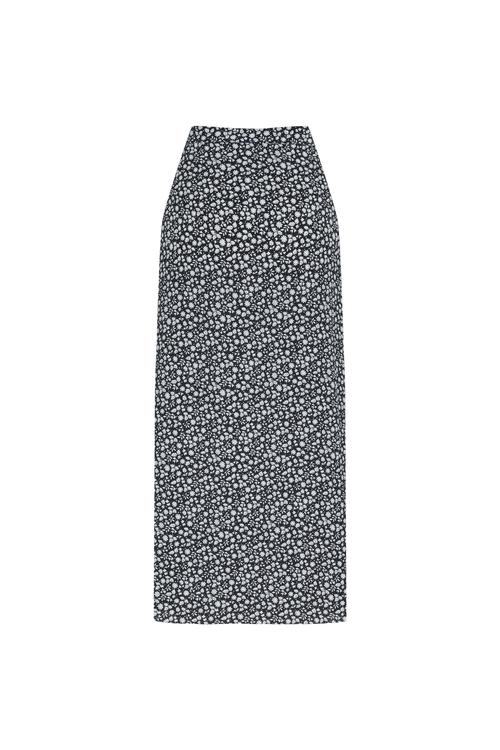  ÇİÇEK DESENLİ DÜĞMELİ MİDİ ETEK