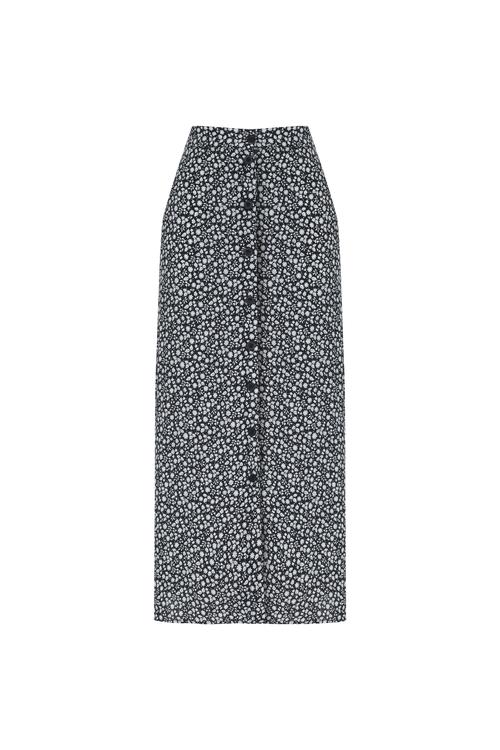  ÇİÇEK DESENLİ DÜĞMELİ MİDİ ETEK