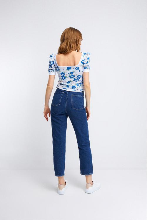  ÇİÇEK DESENLİ KARPUZ KOL TRİKO