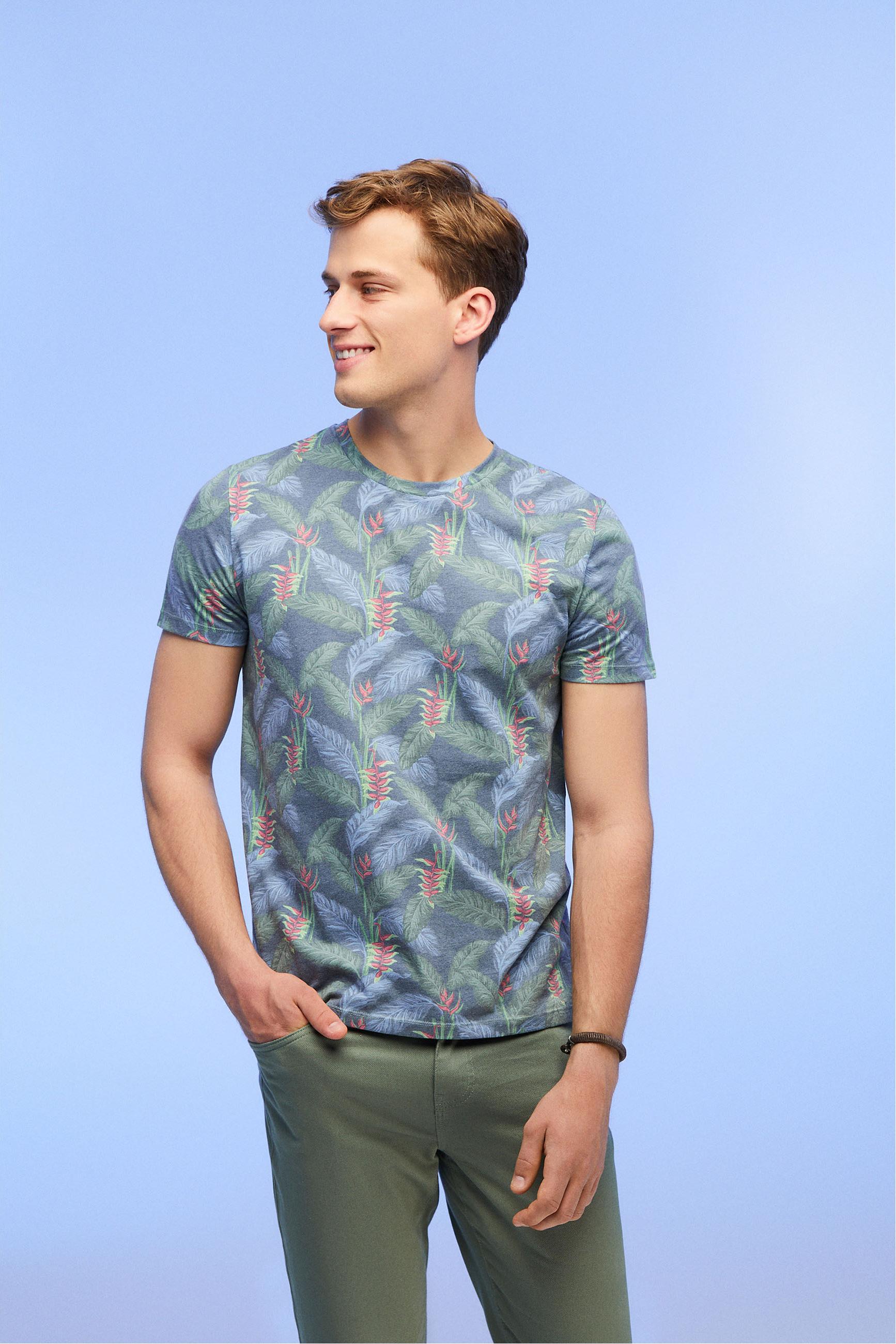 TROPİKAL BİSİKLET YAKA T-SHIRT