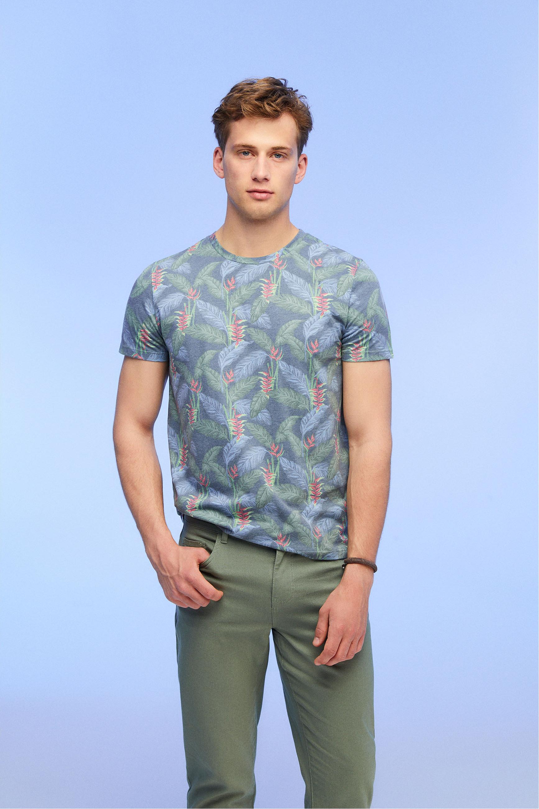 TROPİKAL BİSİKLET YAKA T-SHIRT