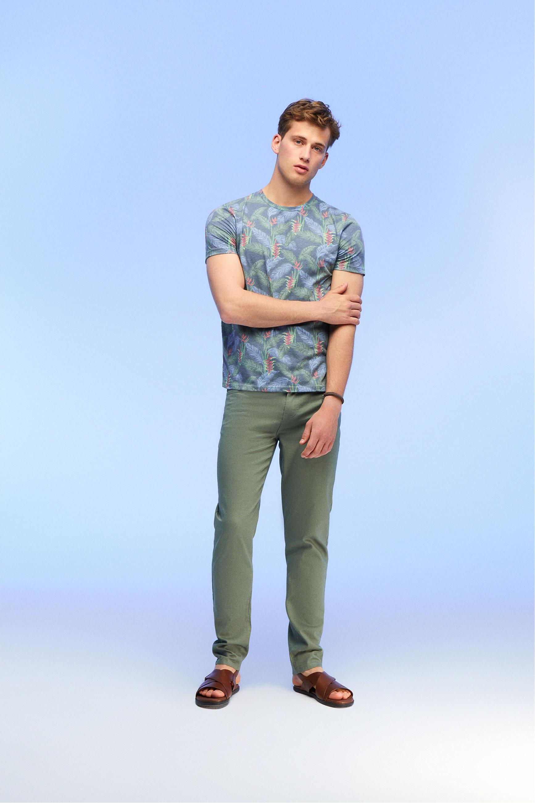 TROPİKAL BİSİKLET YAKA T-SHIRT