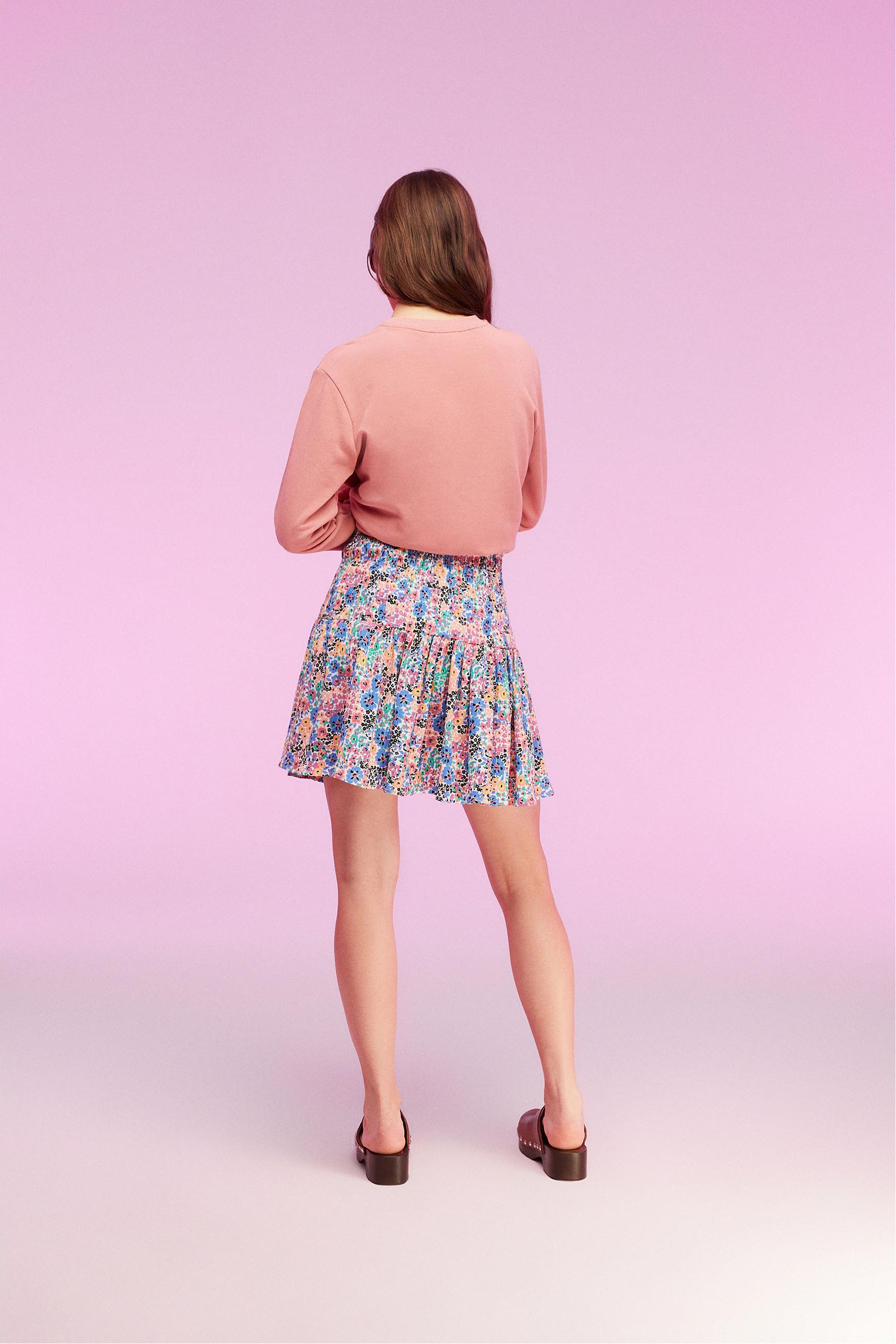 ÇİÇEK DESENLİ MİNİ KLOŞ ETEK