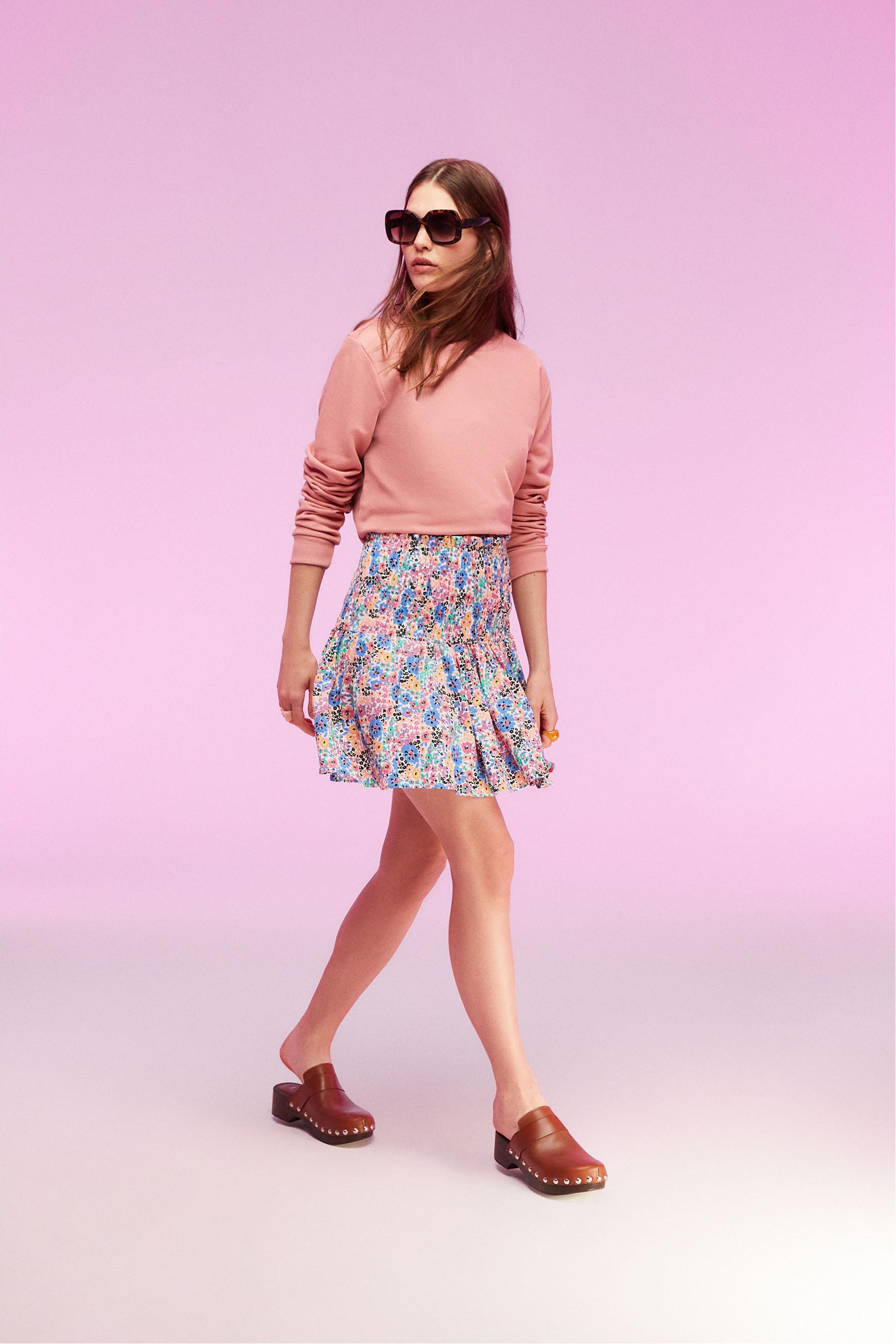 ÇİÇEK DESENLİ MİNİ KLOŞ ETEK