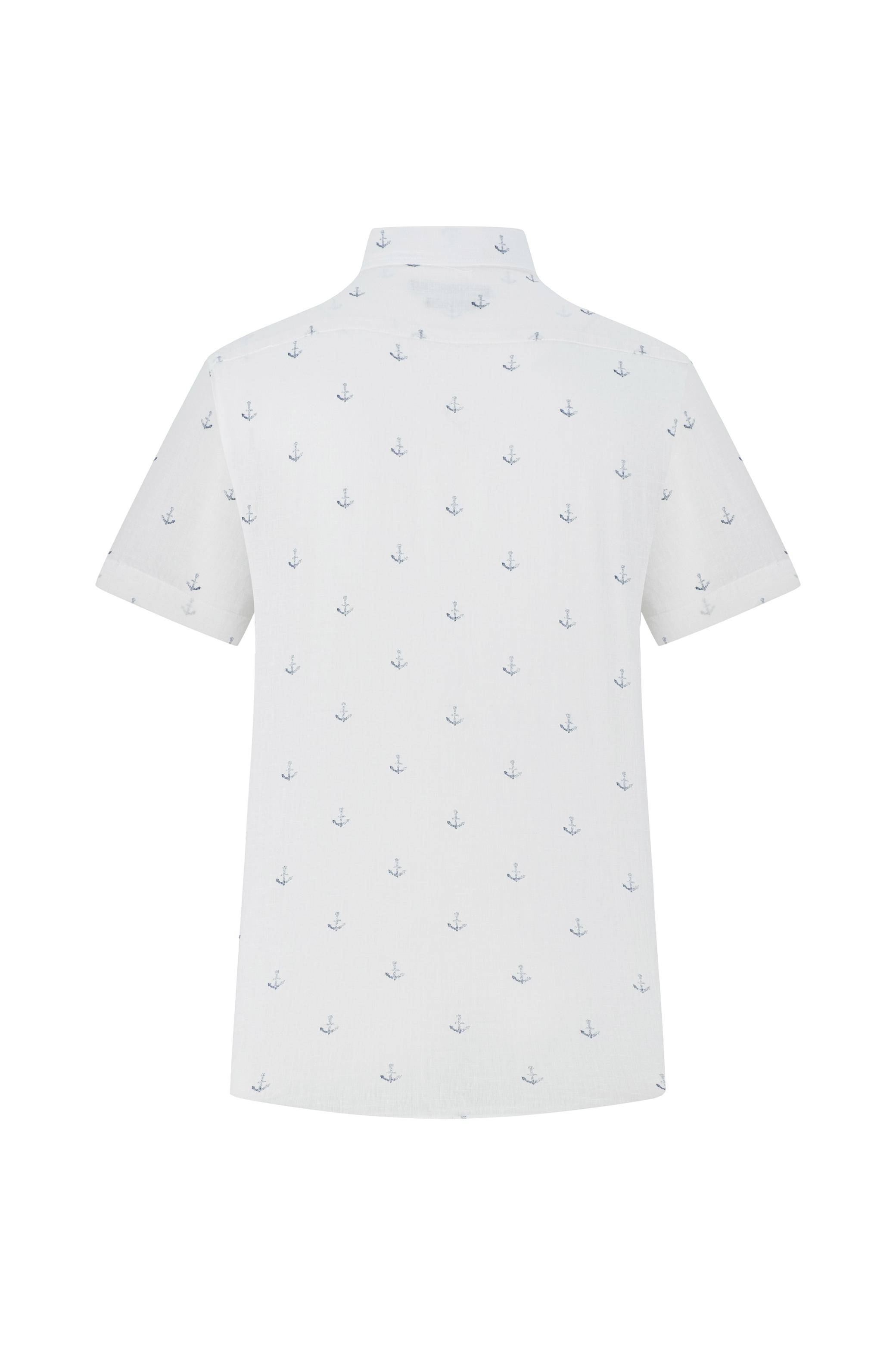 ÇAPA DESENLİ KISA KOLLU REGULAR FIT GÖMLEK