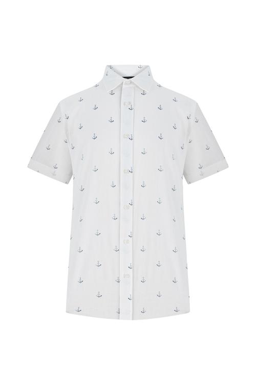  ÇAPA DESENLİ KISA KOLLU REGULAR FIT GÖMLEK