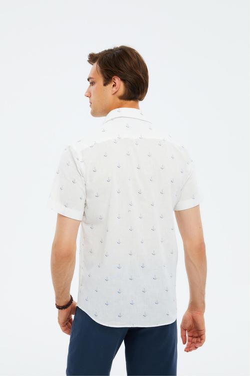  ÇAPA DESENLİ KISA KOLLU REGULAR FIT GÖMLEK