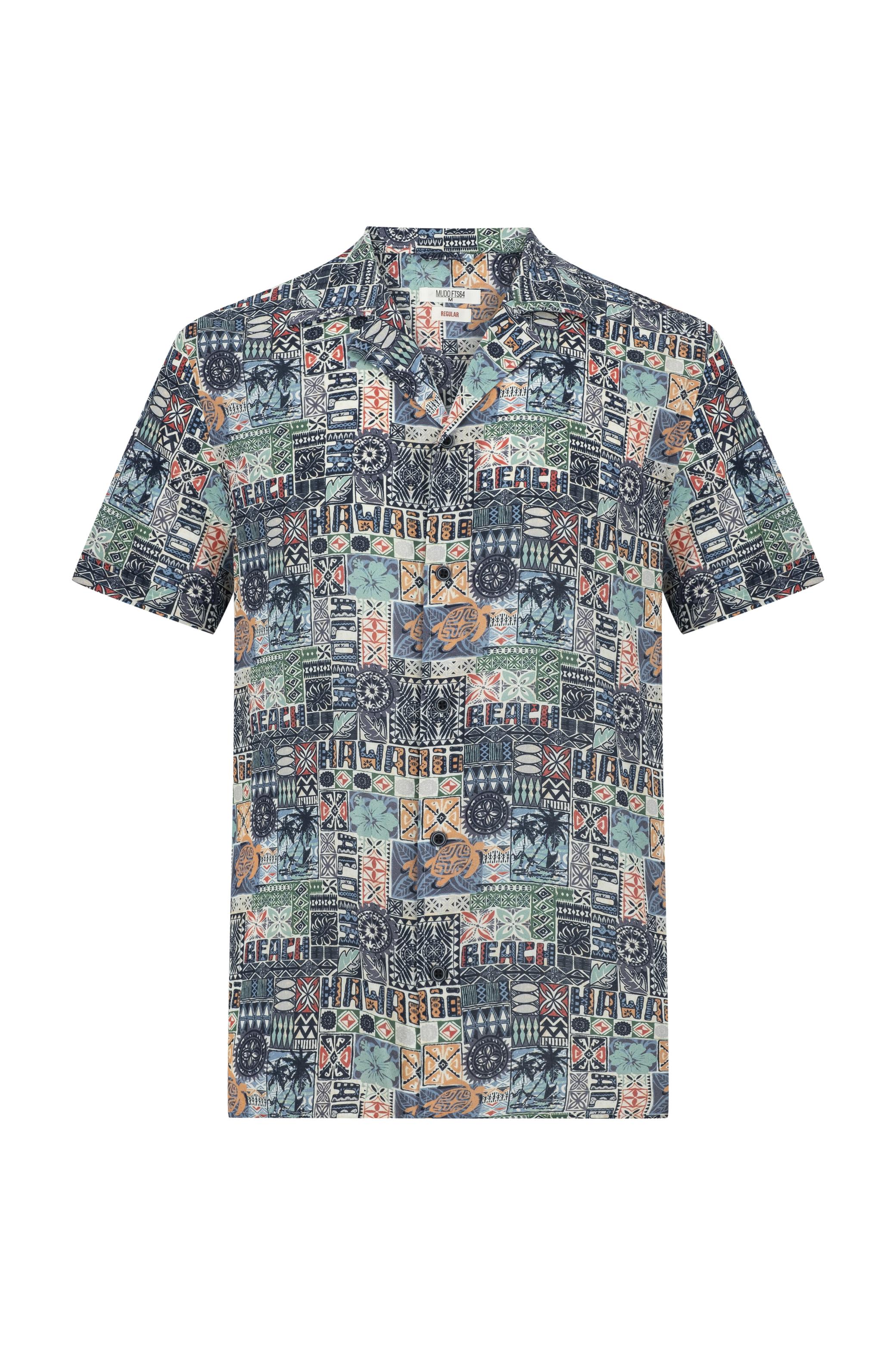 BASKILI REGULAR FIT KISA KOLLU GÖMLEK