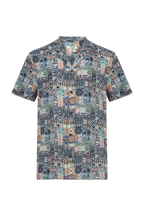  BASKILI REGULAR FIT KISA KOLLU GÖMLEK