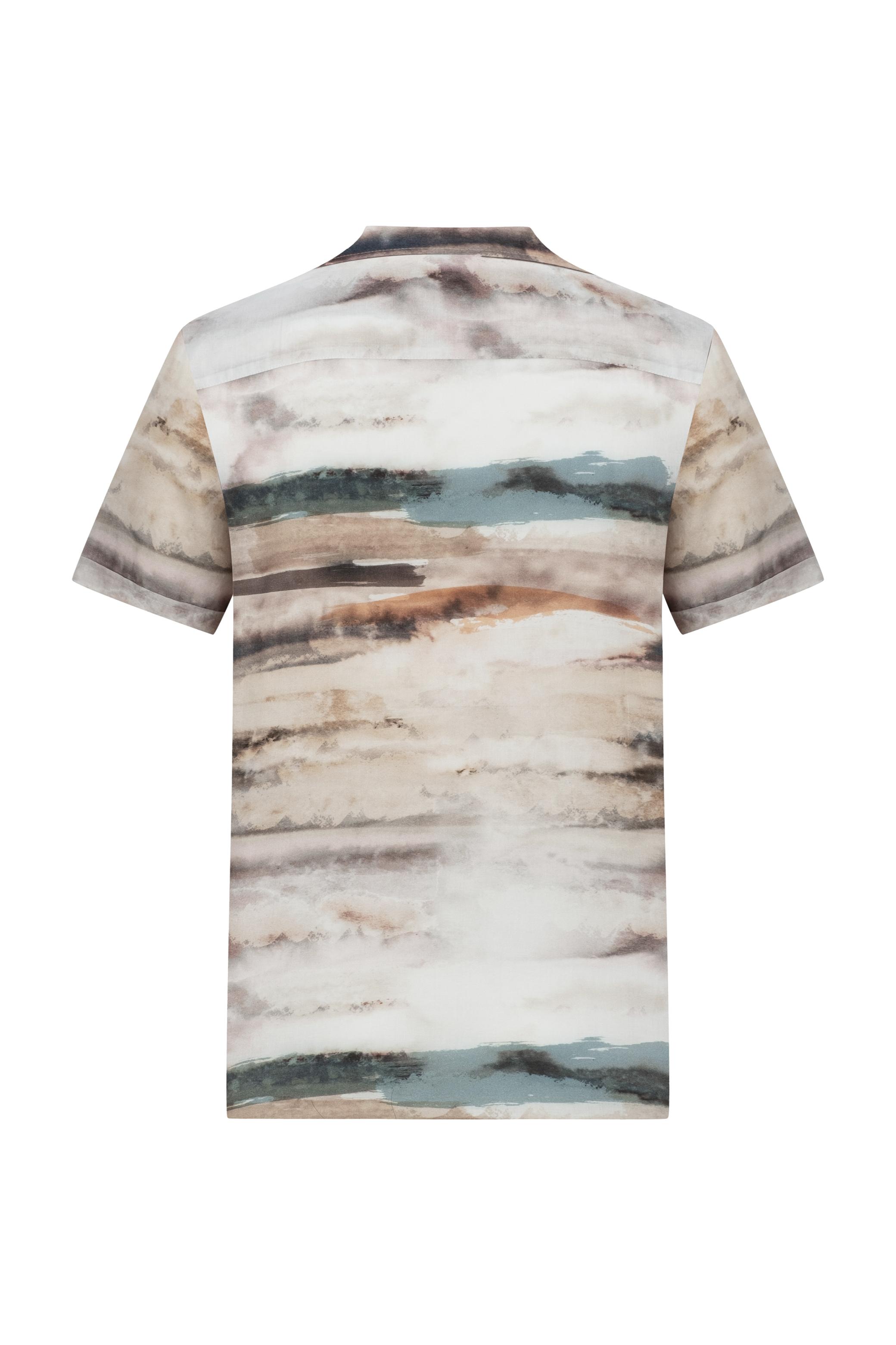 SULU BOYA DESEN KISA KOLLU REGULAR FIT GÖMLEK