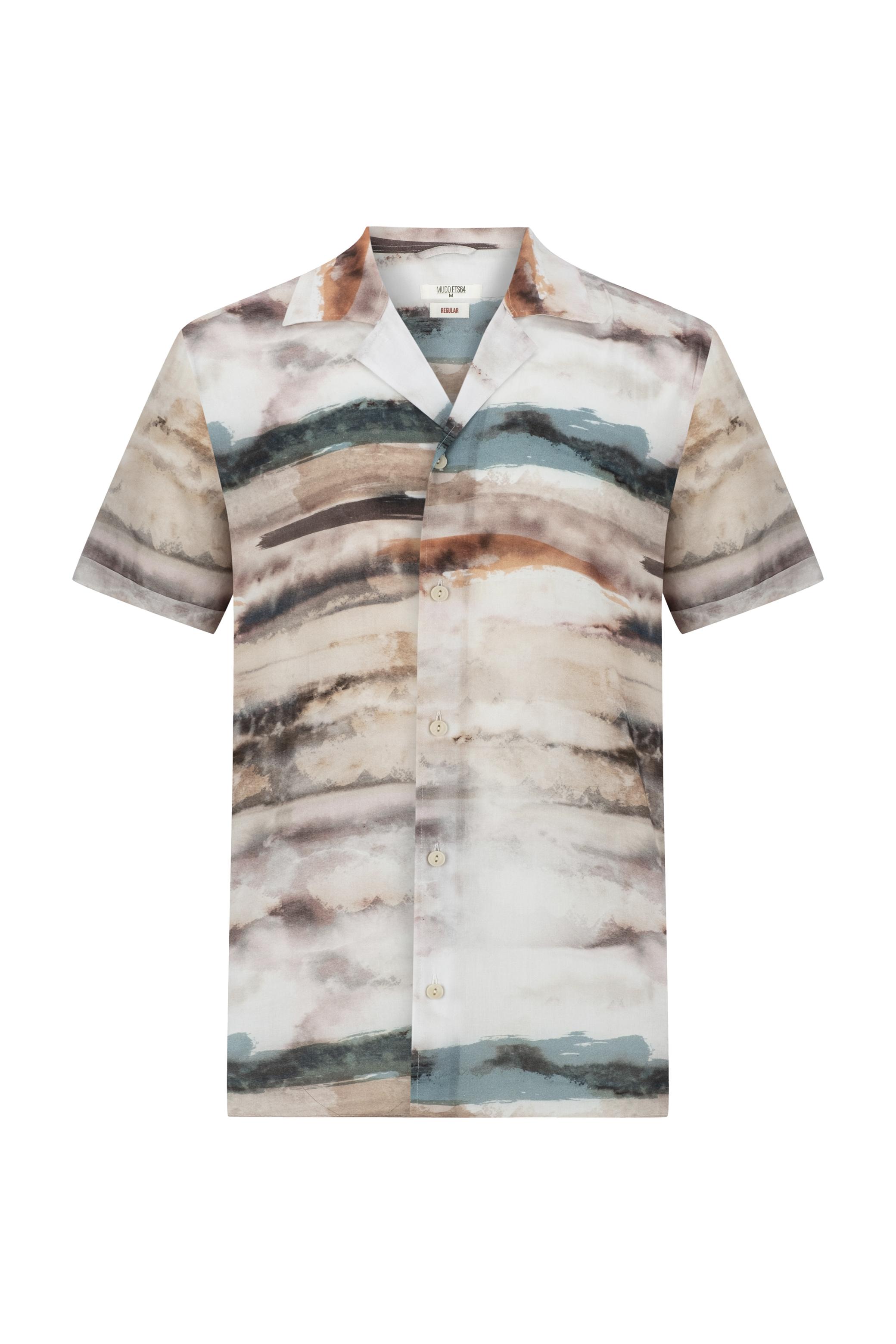 SULU BOYA DESEN KISA KOLLU REGULAR FIT GÖMLEK