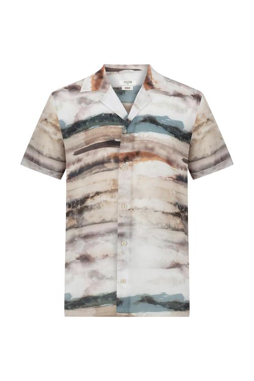  SULU BOYA DESEN KISA KOLLU REGULAR FIT GÖMLEK