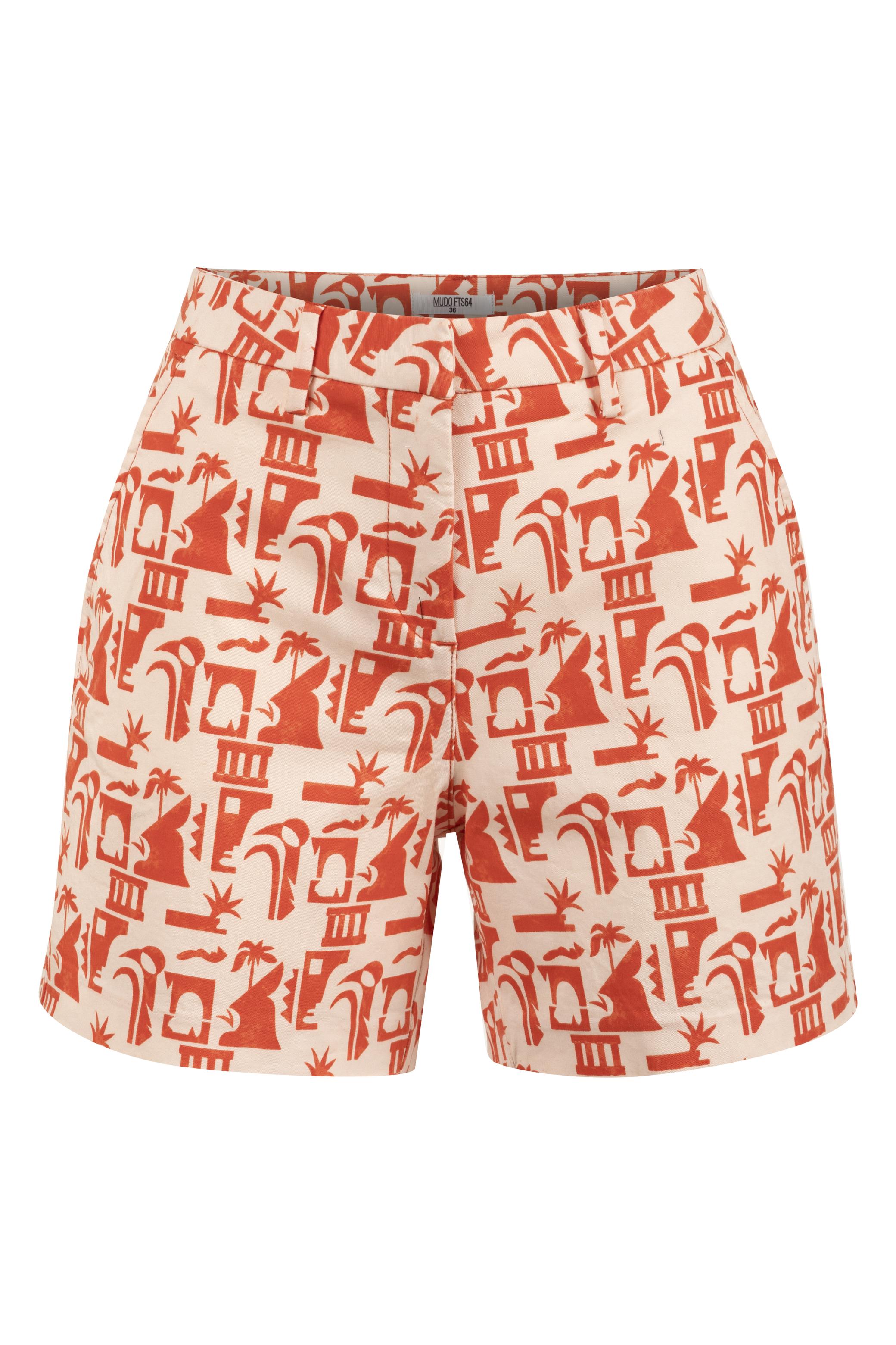 BASKILI YÜKSEK BEL MİNİ ŞORT