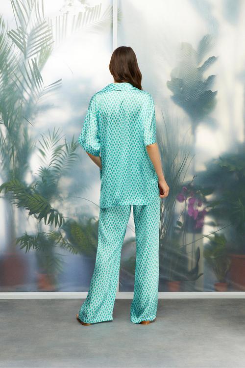  BASKILI KISA KOLLU OVERSIZE GÖMLEK