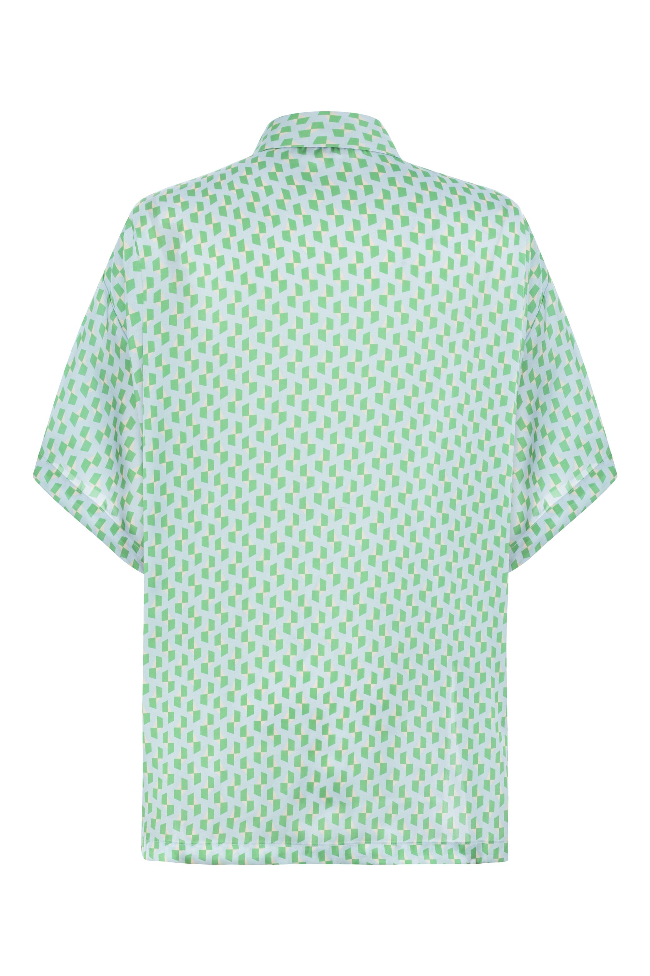 BASKILI KISA KOLLU OVERSIZE GÖMLEK