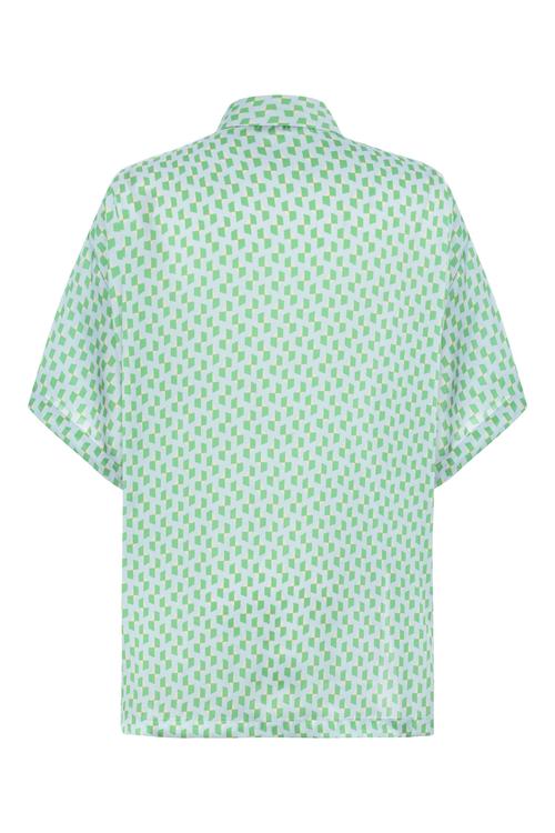  BASKILI KISA KOLLU OVERSIZE GÖMLEK