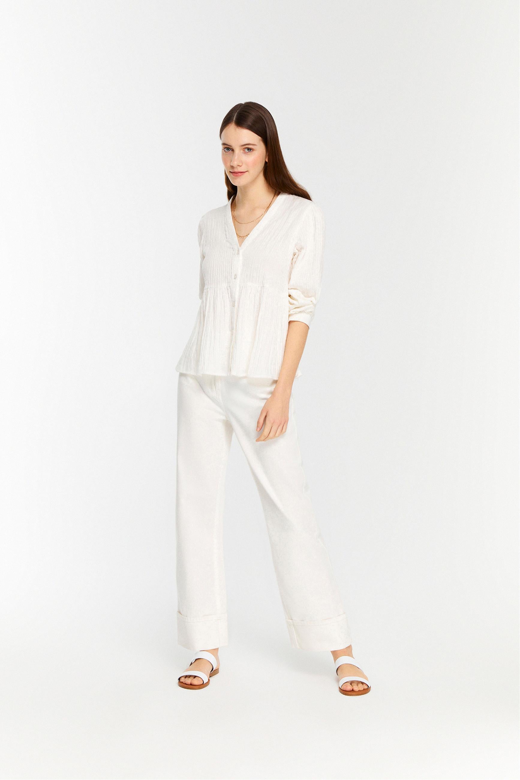 V YAKA UZUN KOLLU BLUZ