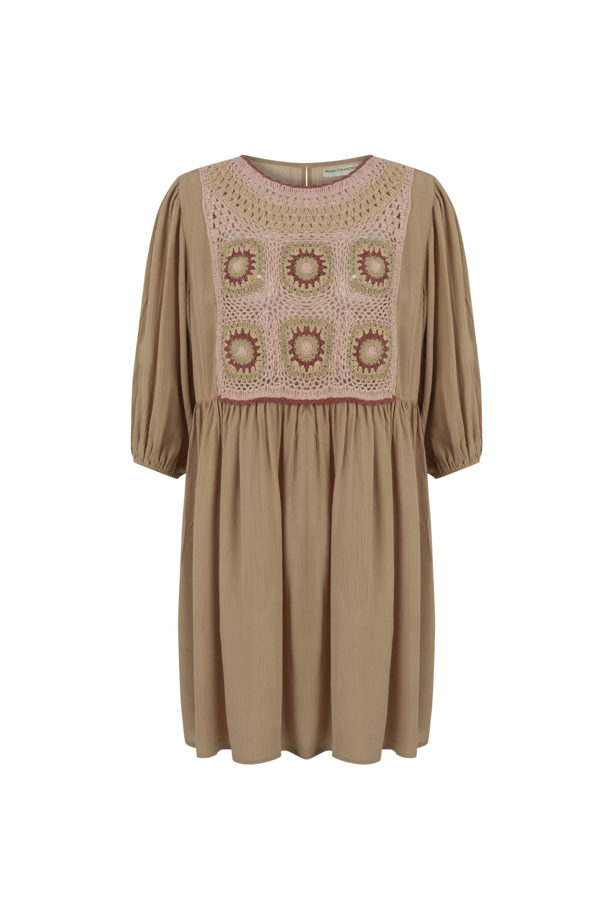 ETNİK İŞLEMELİ MİNİ KLOŞ ELBİSE