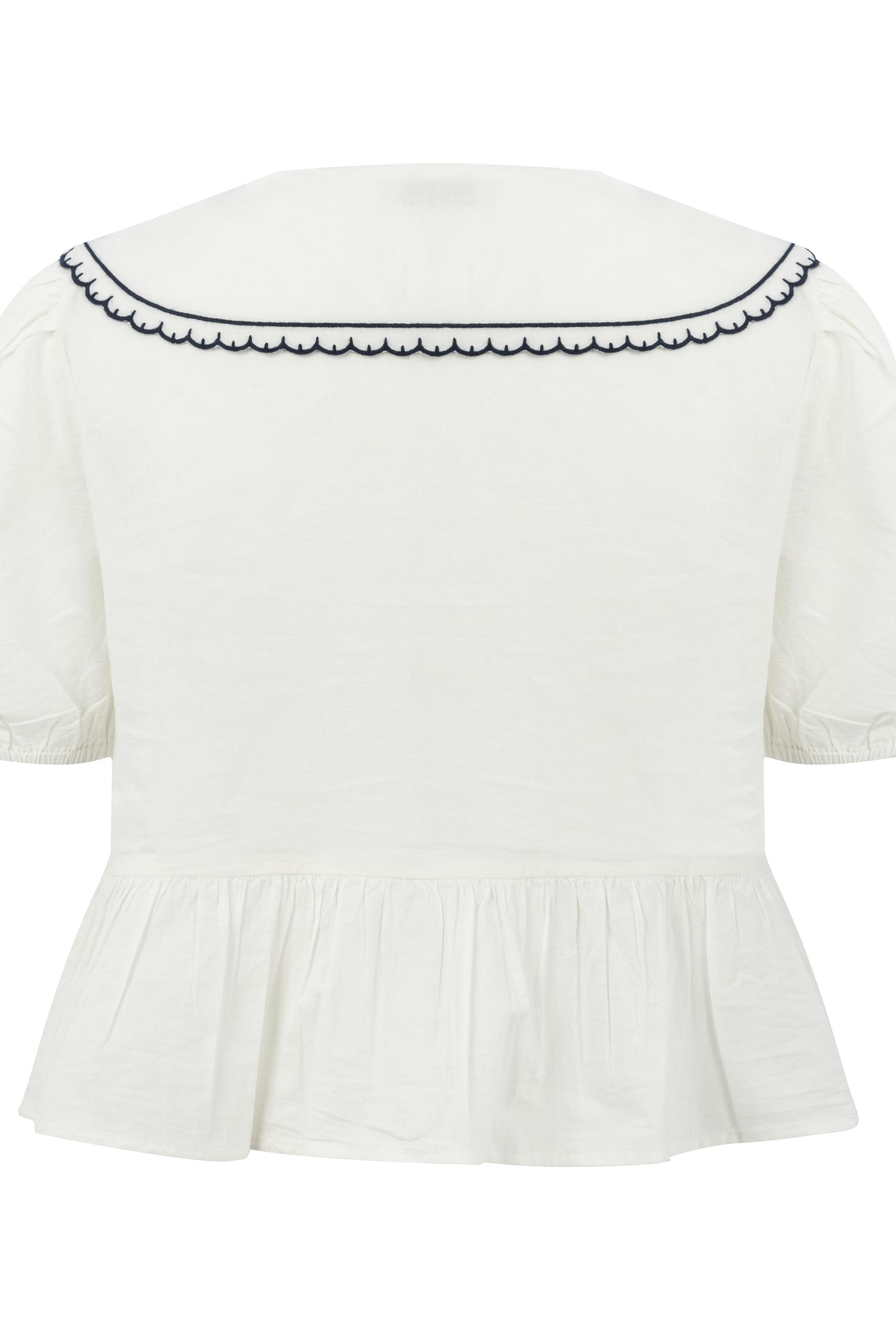 İŞLEMELİ BALON KOL BLUZ