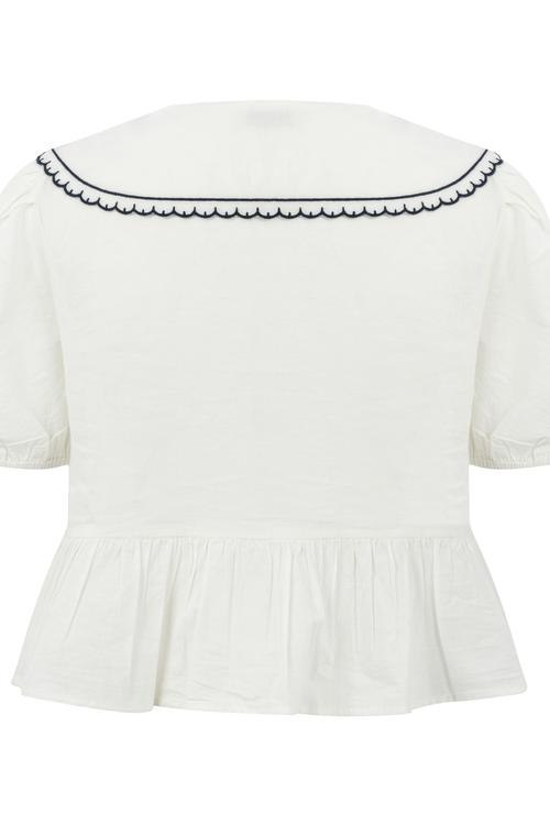  İŞLEMELİ BALON KOL BLUZ