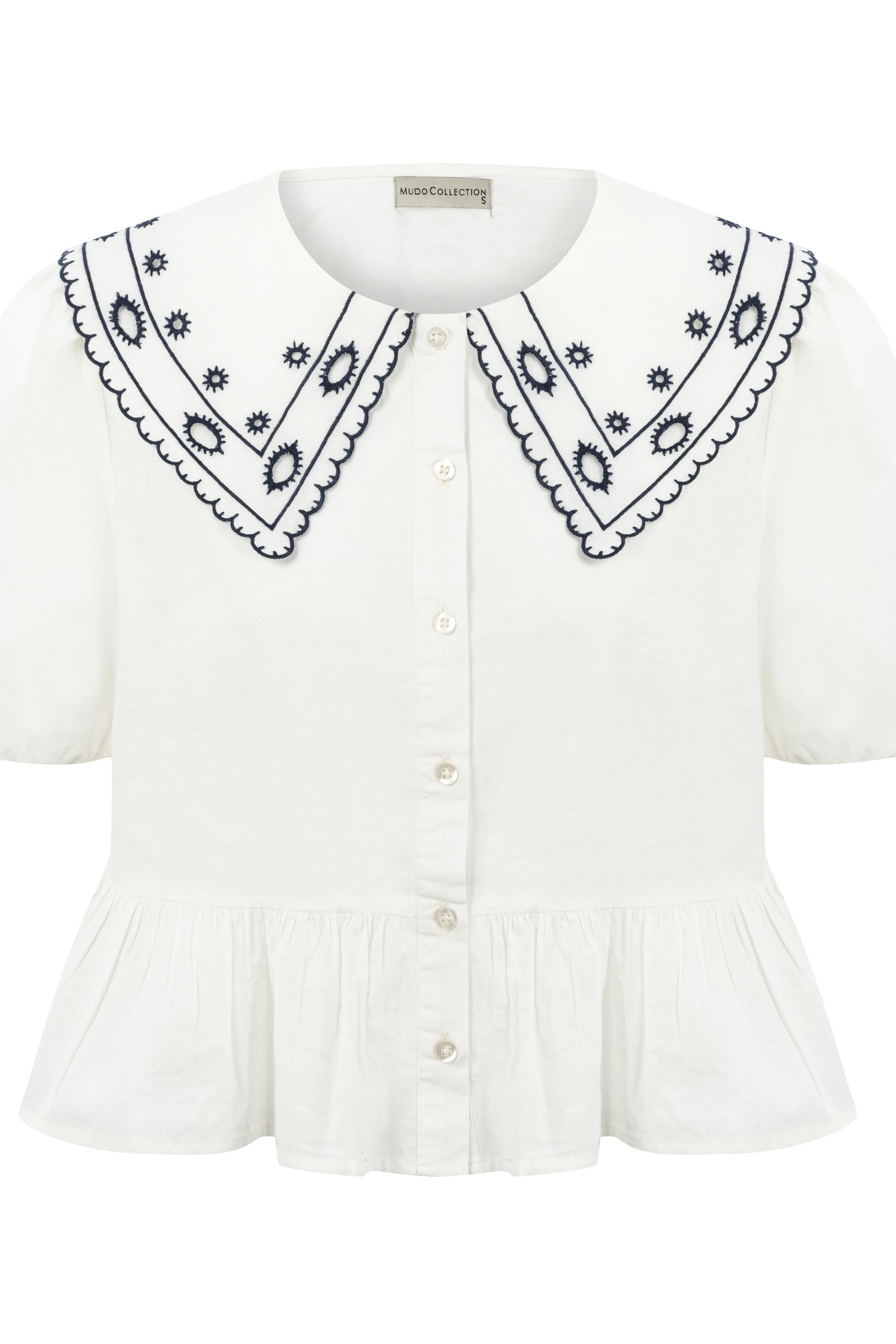 İŞLEMELİ BALON KOL BLUZ