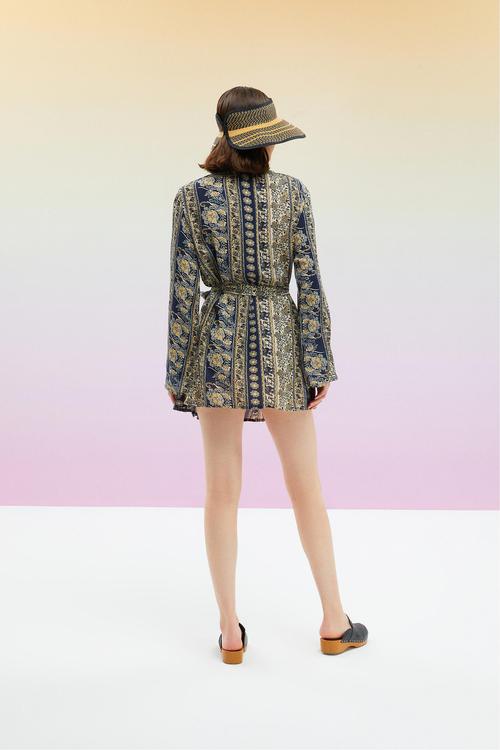  ETNİK DESENLİ KUŞAKLI PLAJ KİMONO