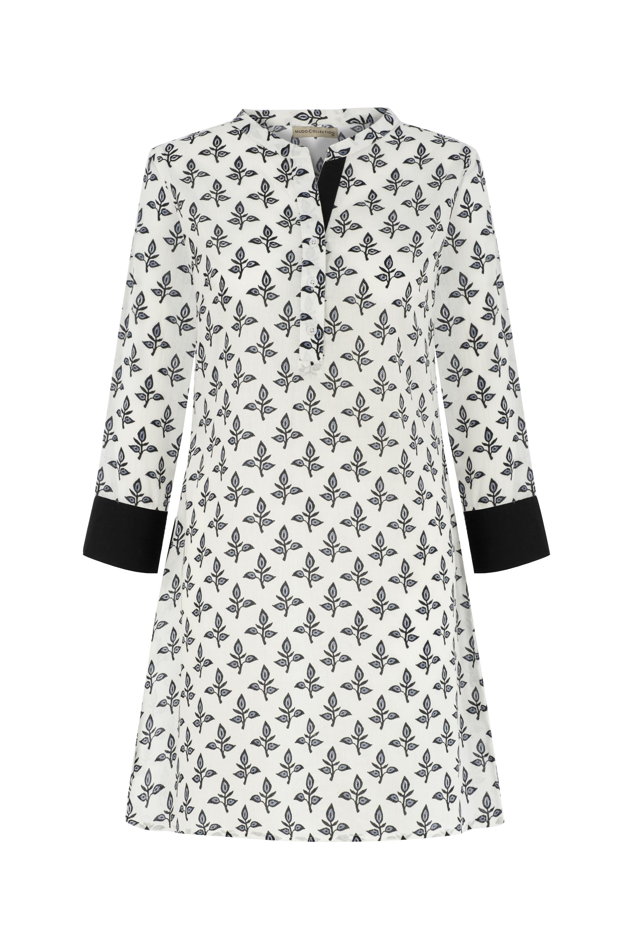 UZUN KOLLU YAPRAK DESENLİ PLAJ ELBİSESİ