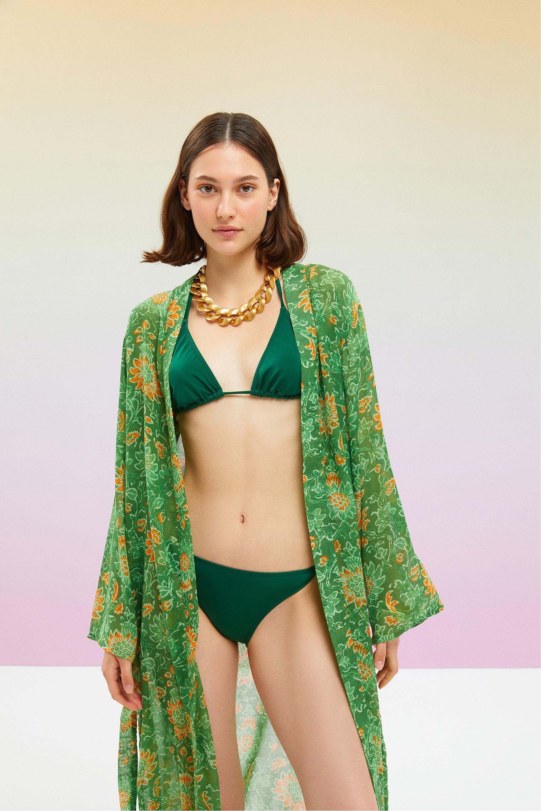 UZUN KOLLU ETNİK DESENLİ KİMONO