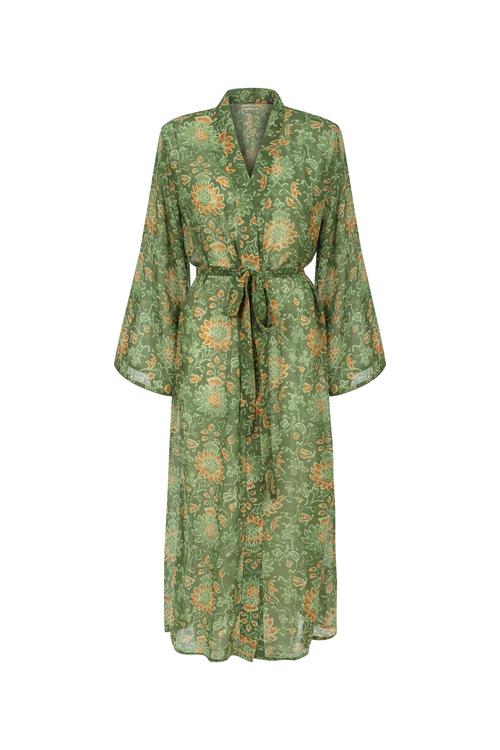  UZUN KOLLU ETNİK DESENLİ KİMONO