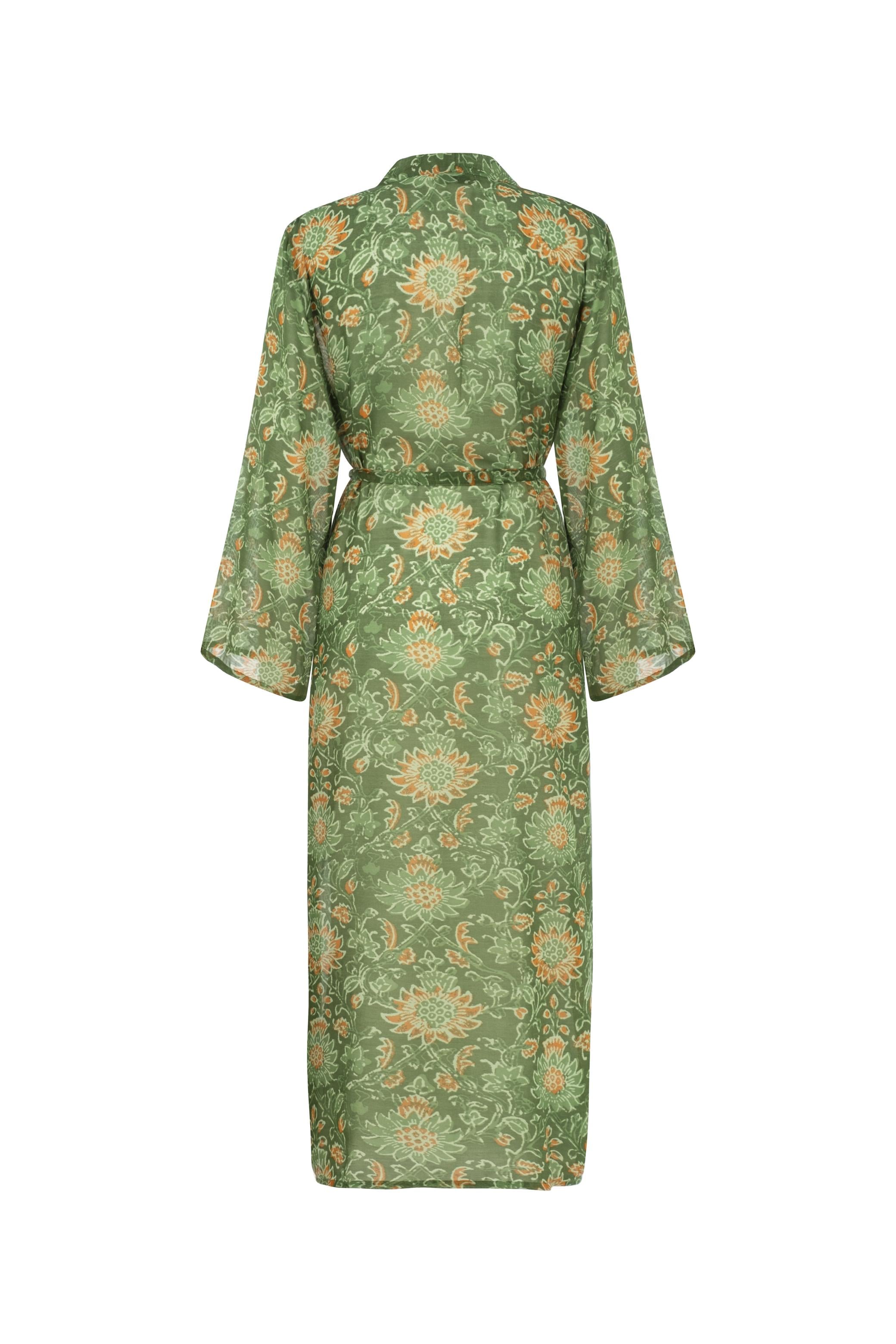 UZUN KOLLU ETNİK DESENLİ KİMONO