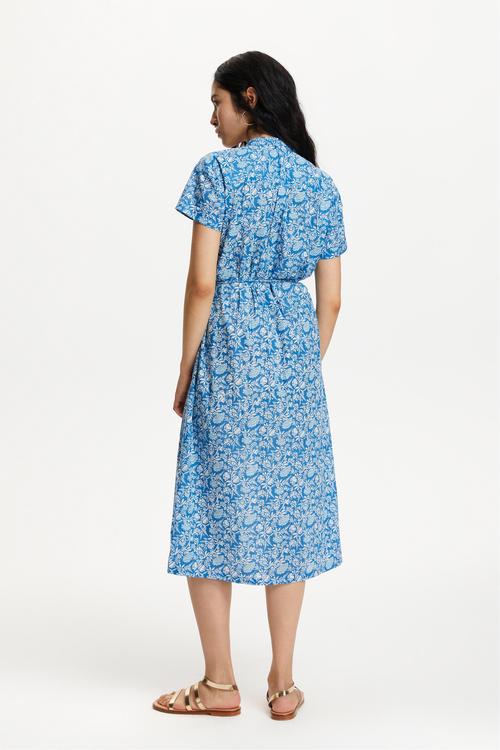  ETNİK DESENLİ KISA KOLLU MİDİ ELBİSE