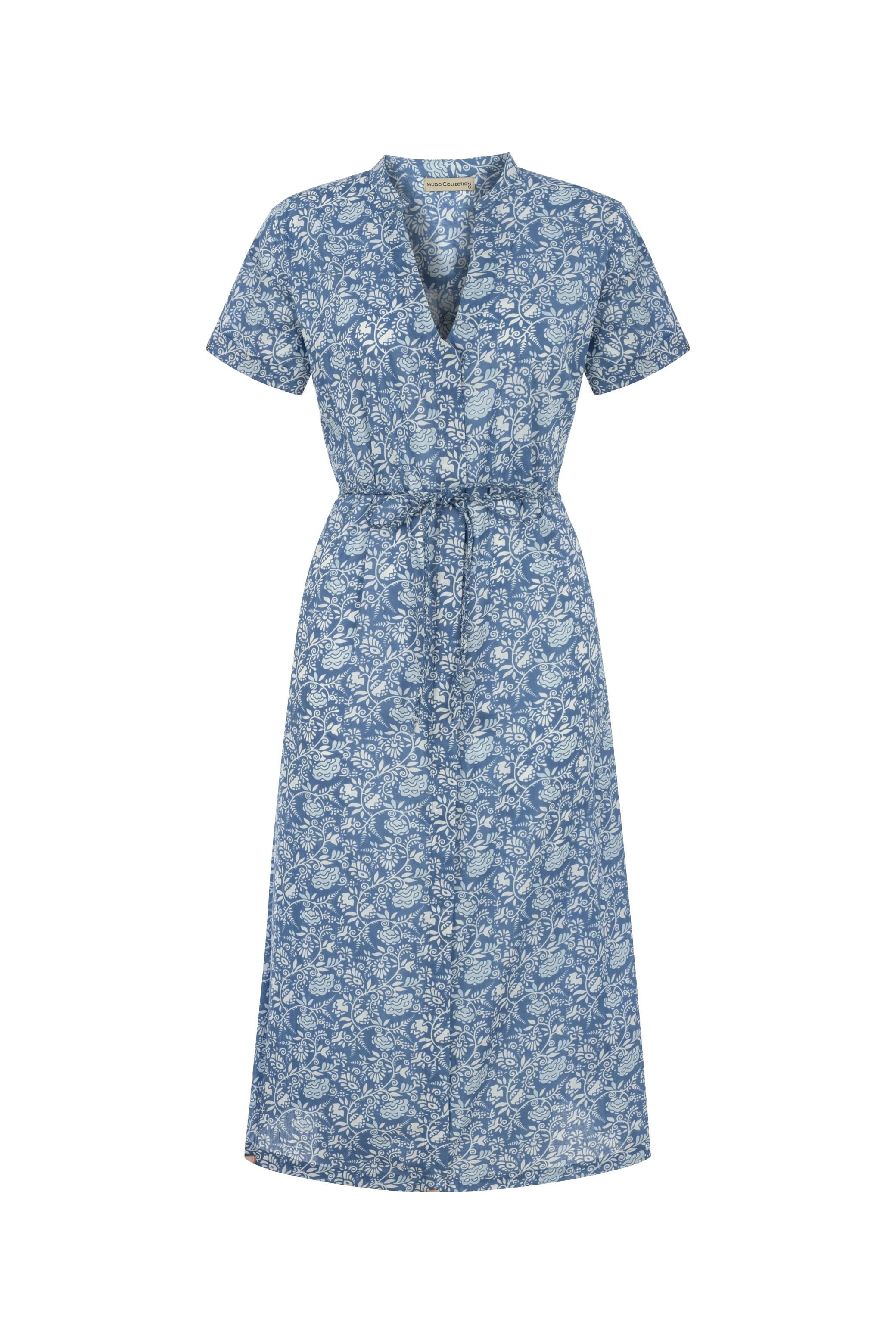 ETNİK DESENLİ KISA KOLLU MİDİ ELBİSE