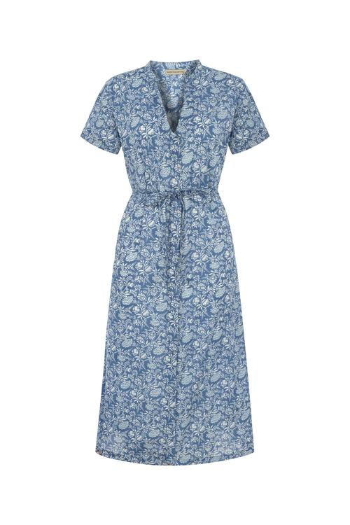  ETNİK DESENLİ KISA KOLLU MİDİ ELBİSE