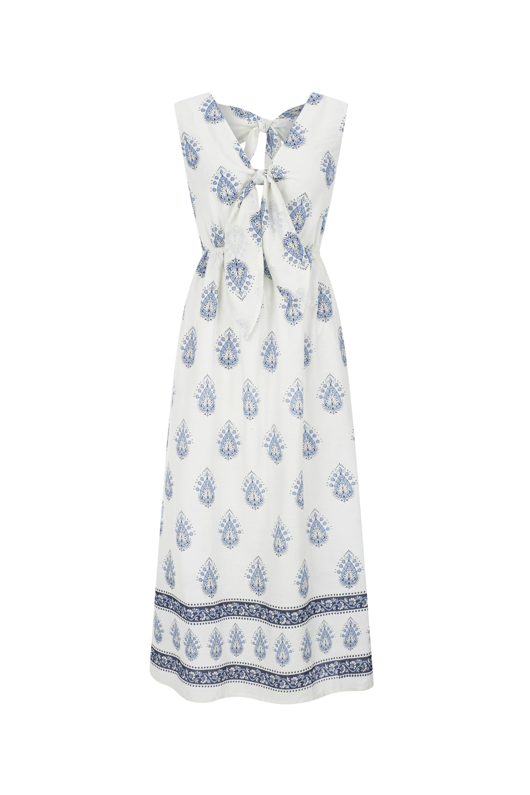 SIRT DETAYLI BASKILI UZUN ELBİSE