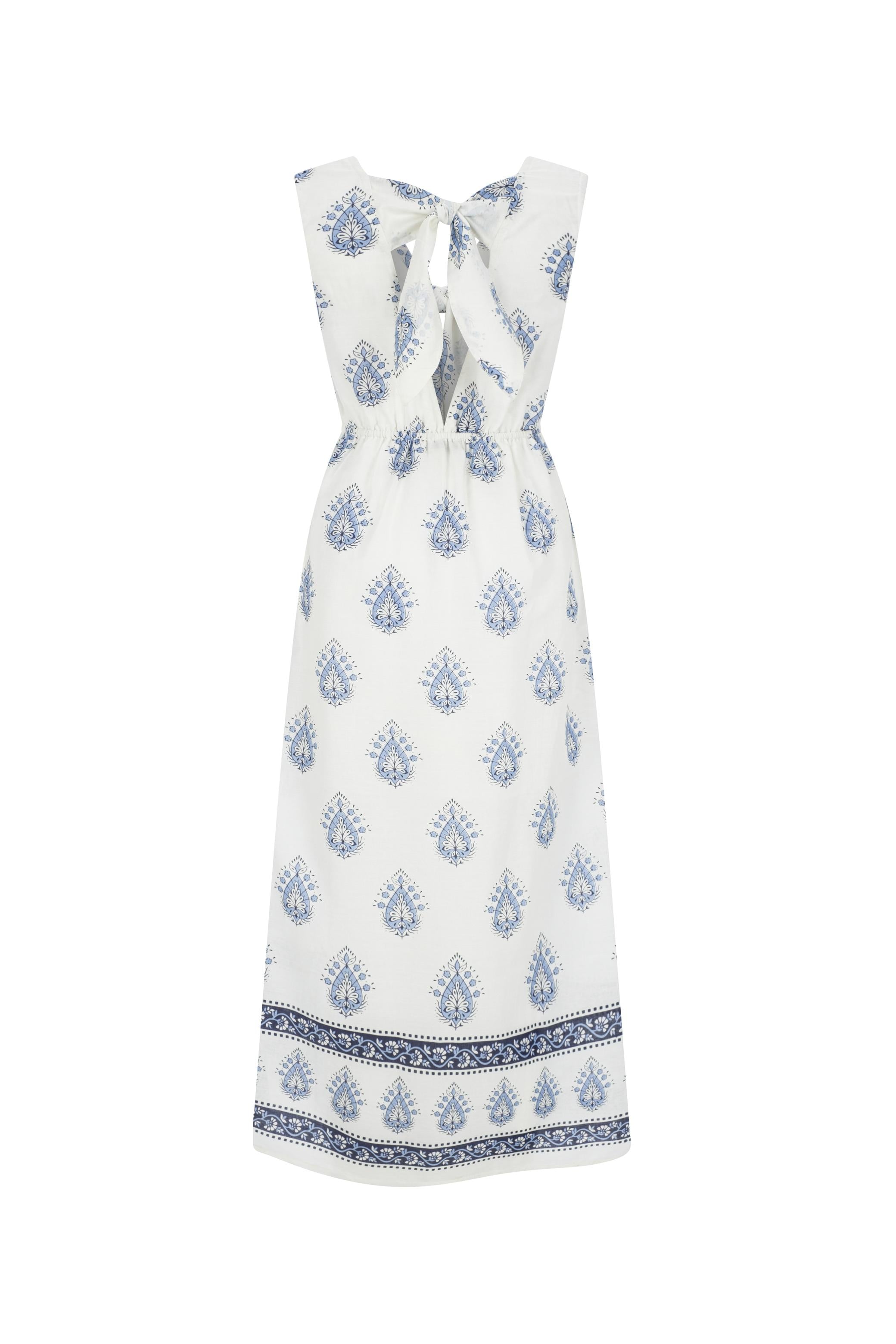 SIRT DETAYLI BASKILI UZUN ELBİSE