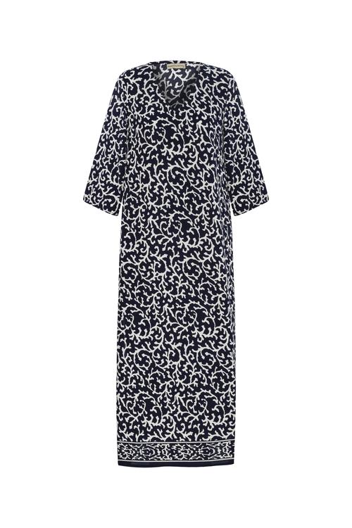  ETNİK DESENLİ UZUN KOLLU UZUN ELBİSE