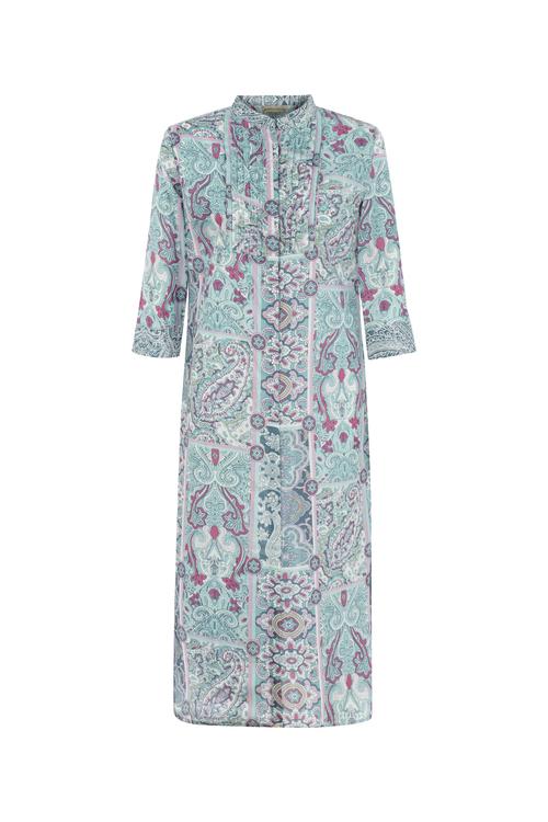  ETNİK DESENLİ UZUN KOLLU MİDİ ELBİSE