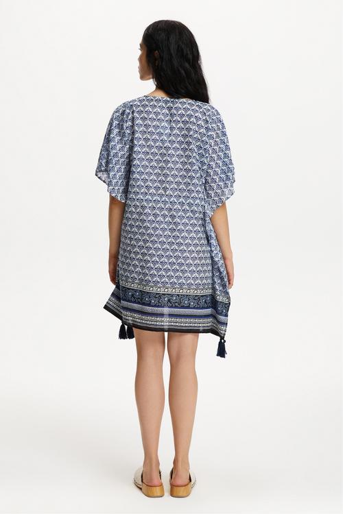  ETNİK DESENLİ MİNİ VİSKOZ ELBİSE