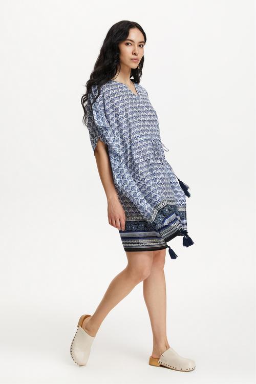  ETNİK DESENLİ MİNİ VİSKOZ ELBİSE