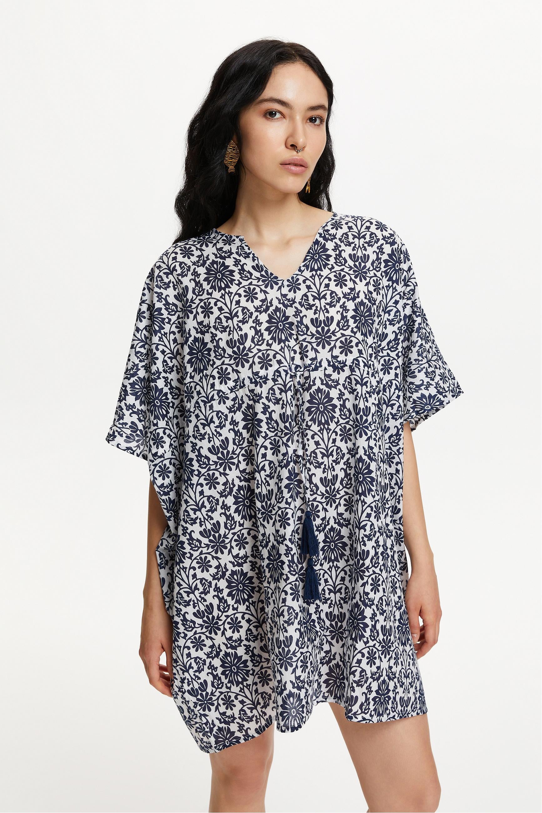 ÇİÇEK DESENLİ BELİ BAĞLAMALI MİNİ ELBİSE