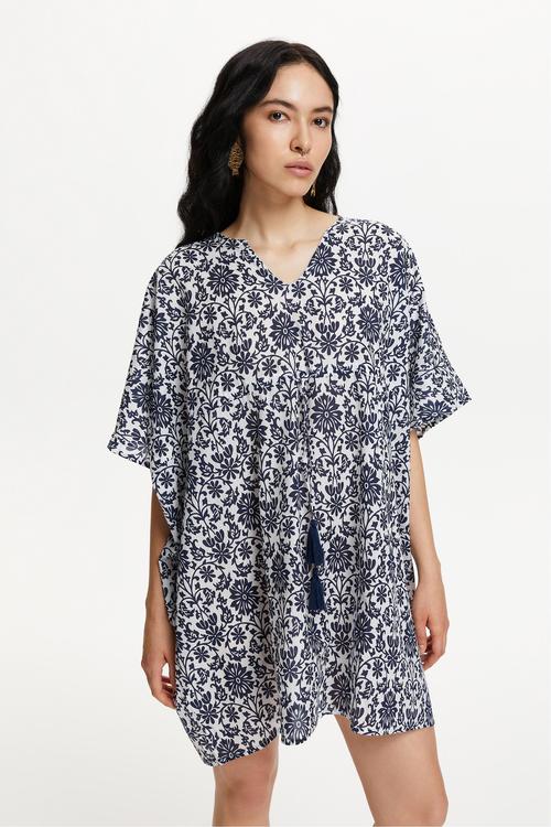  ÇİÇEK DESENLİ BELİ BAĞLAMALI MİNİ ELBİSE