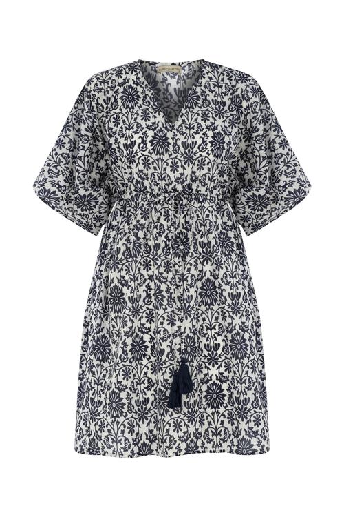  ÇİÇEK DESENLİ BELİ BAĞLAMALI MİNİ ELBİSE