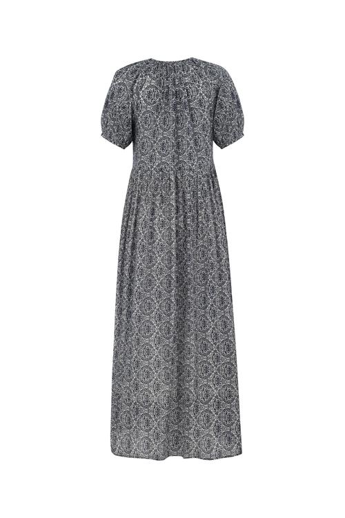  DENİZ KABUĞU İŞLEMELİ DESENLİ UZUN PLAJ ELBİSESİ