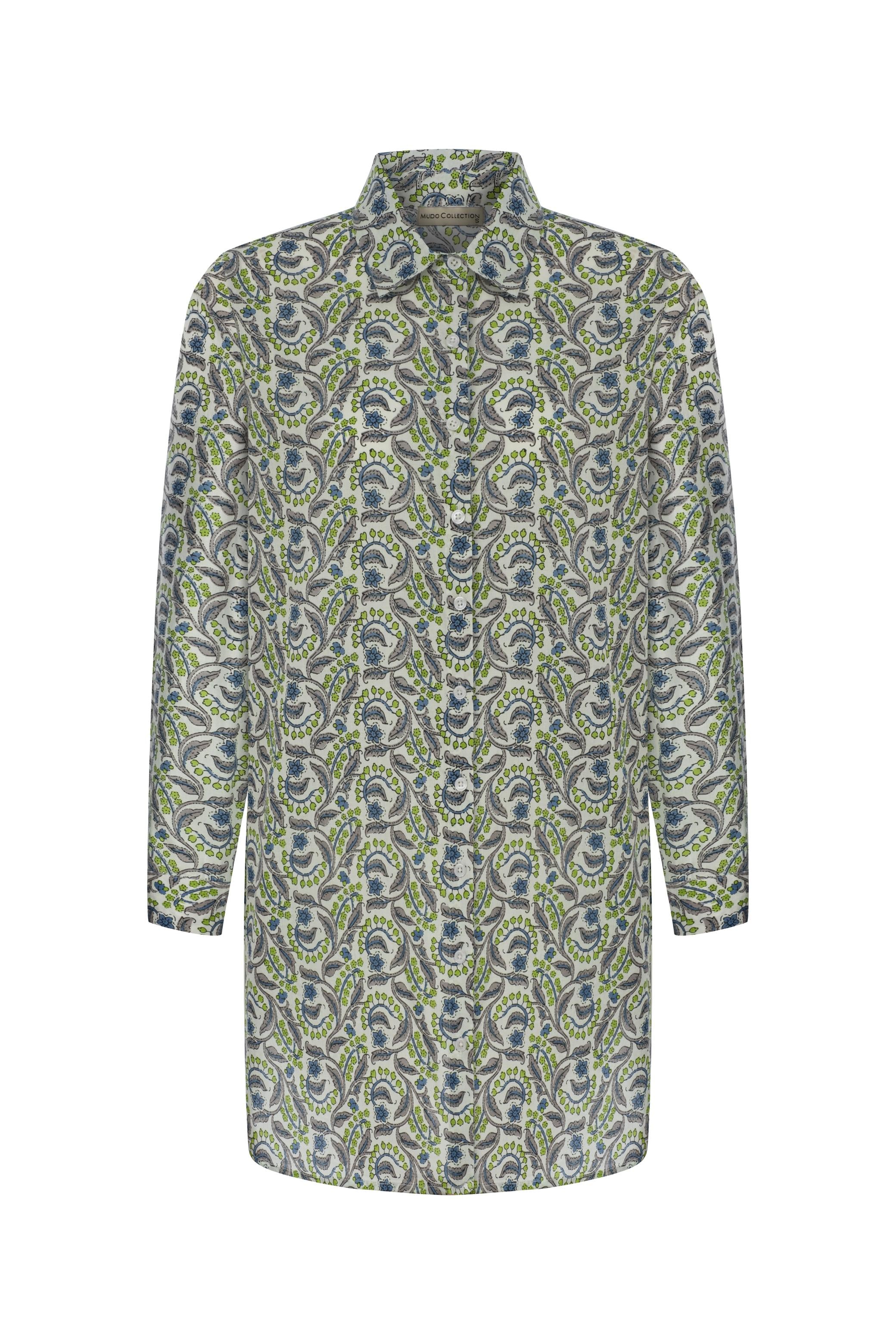 ETNİK DESENLİ OVERSIZE GÖMLEK