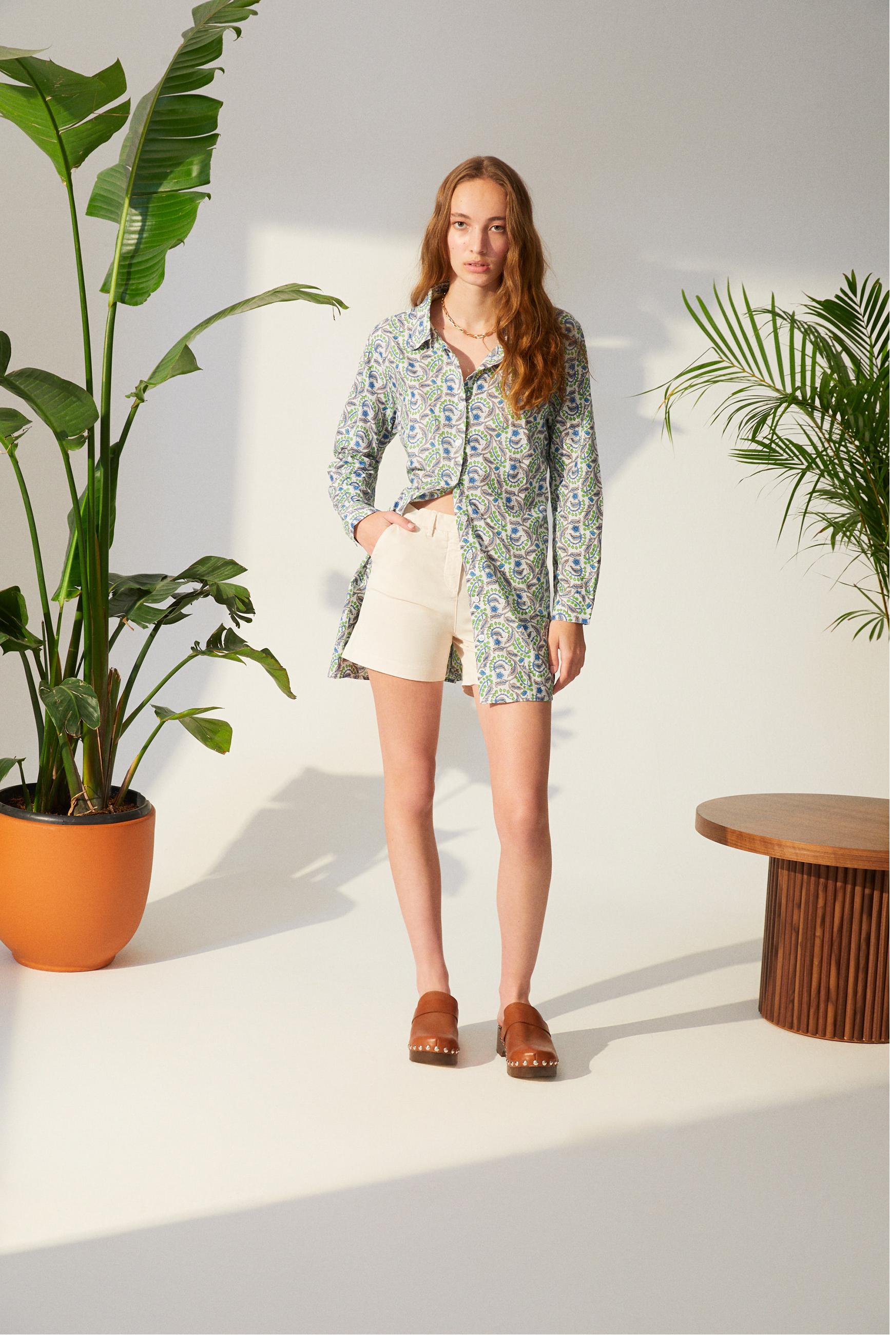 ETNİK DESENLİ OVERSIZE GÖMLEK