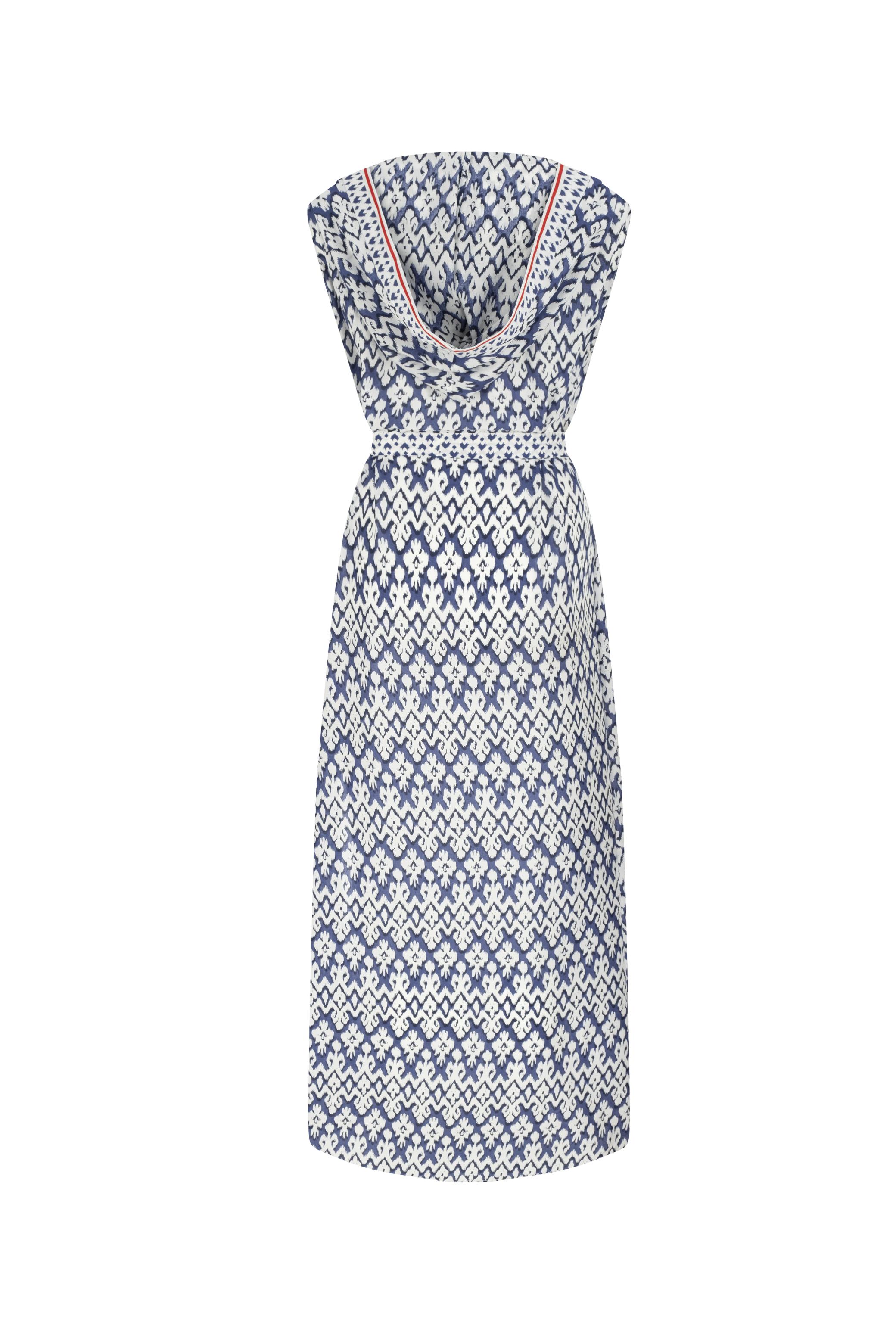 ETNİK DESENLİ KOLSUZ BAĞLAMA DETAYLI UZUN KİMONO